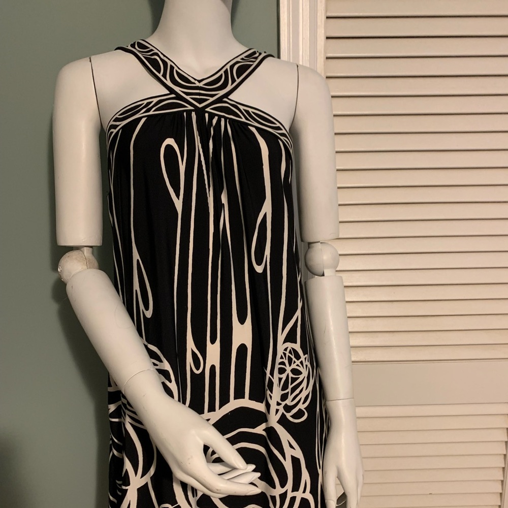 BCBG Black & White Sleeveless Dress